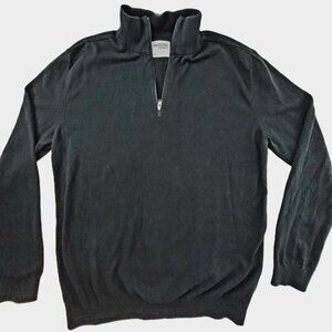 Men's XL 1/4 zip Pullover Cardigan Sweater Black Selected Homme 100% Cotton